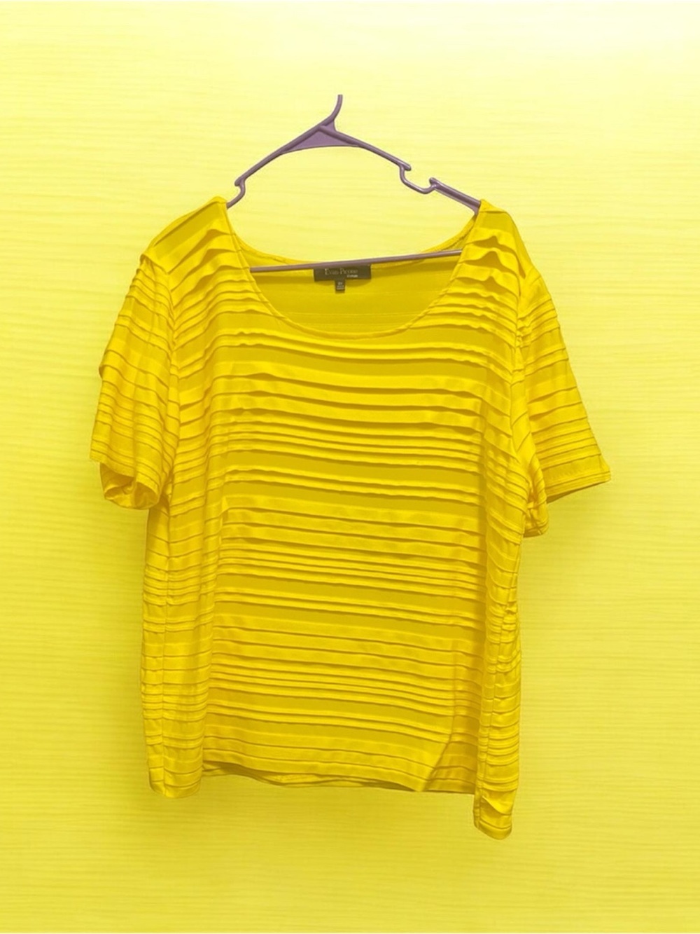 Evan-Picone Ladies Yellow Textured Short-Sleeve Top size 2X
